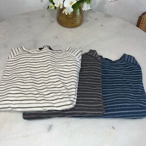 The North Face Striped Long Sleeve Tees - Cream, Gray, Blue